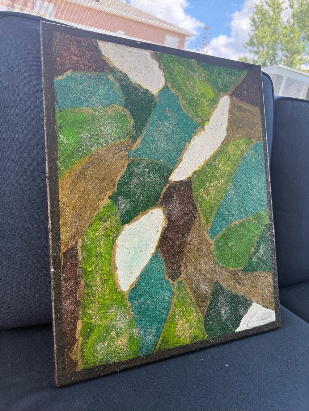 Abstract Green & Teal Home Art Canvas - Unbranded